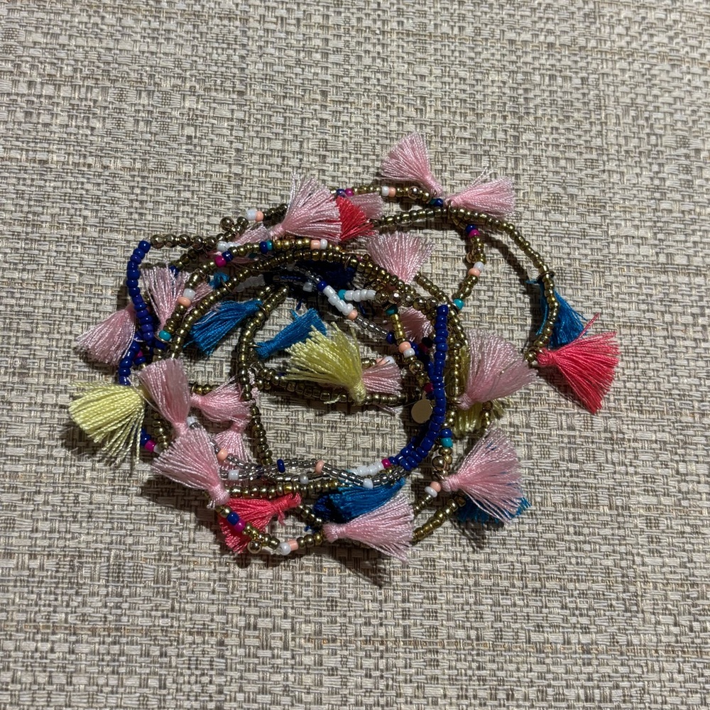BaubleBar set of 7 beaded tassel bracelets